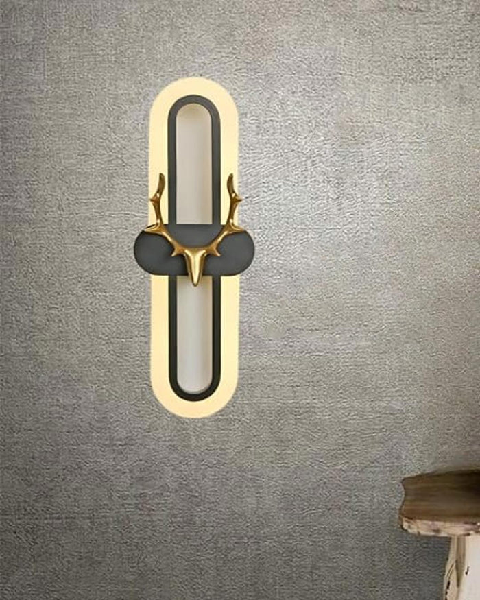 Oval Shaped Dear LED Wall Light - Black (40 CM)